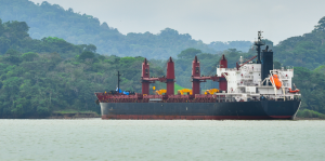 Panama Canal with Ship in Rainforest Shutterstock